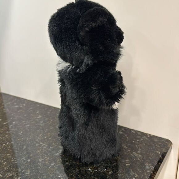 Fluffy Black Cat Hand Puppet Kitty Green Stitched Eyes - Picture 5 of 7